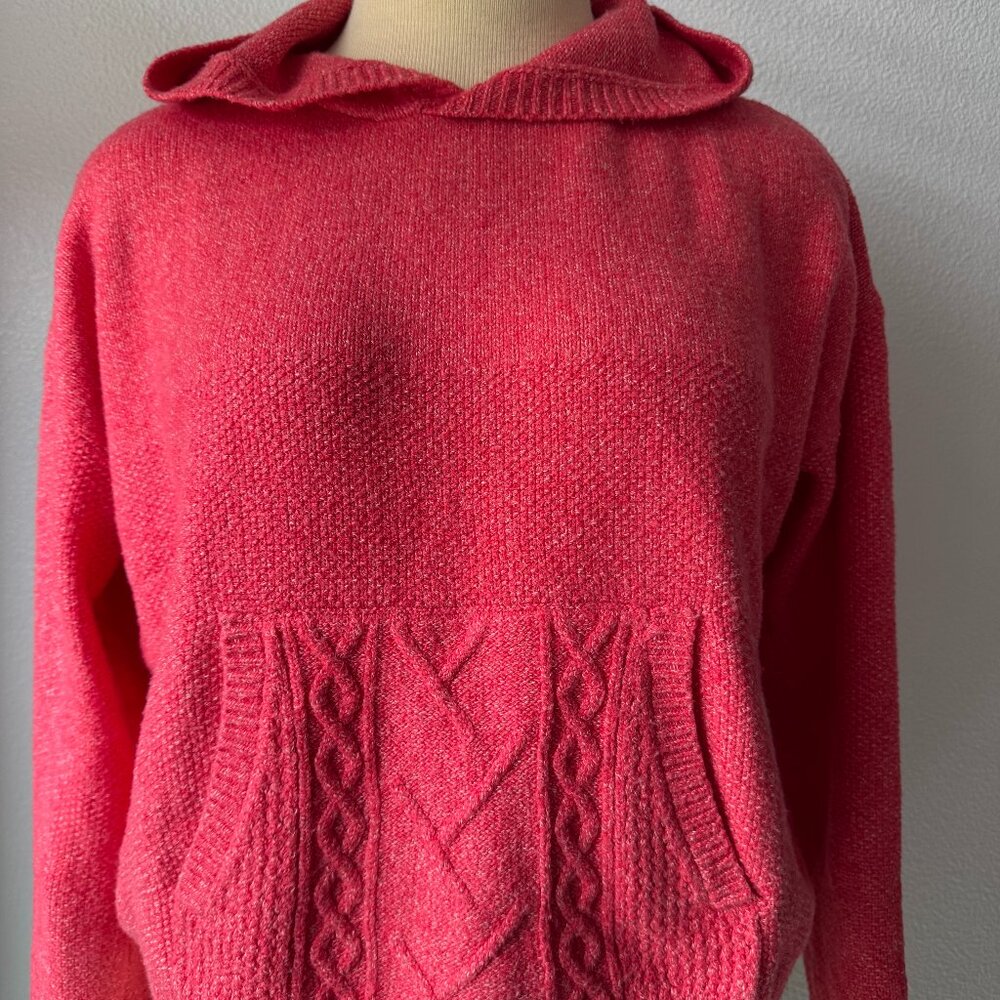 CAbi Sidekick Hoodie #4473 Pink Frost Knit Sweater-L